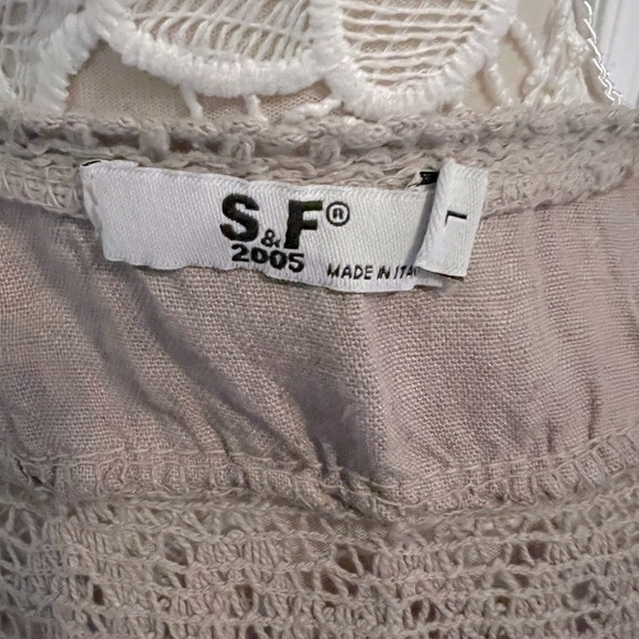 S&F 20005 Italy linen dress tan size Large Midi - Picture 5 of 5